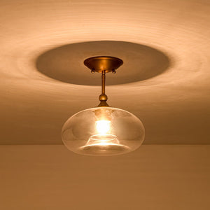 LightFixturesUSA - Modern 1 - Light Round Donut Glass Semi Flush Mount - Ceiling Light - Brass - 