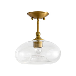 LightFixturesUSA - Modern 1 - Light Round Donut Glass Semi Flush Mount - Ceiling Light - Brass - 