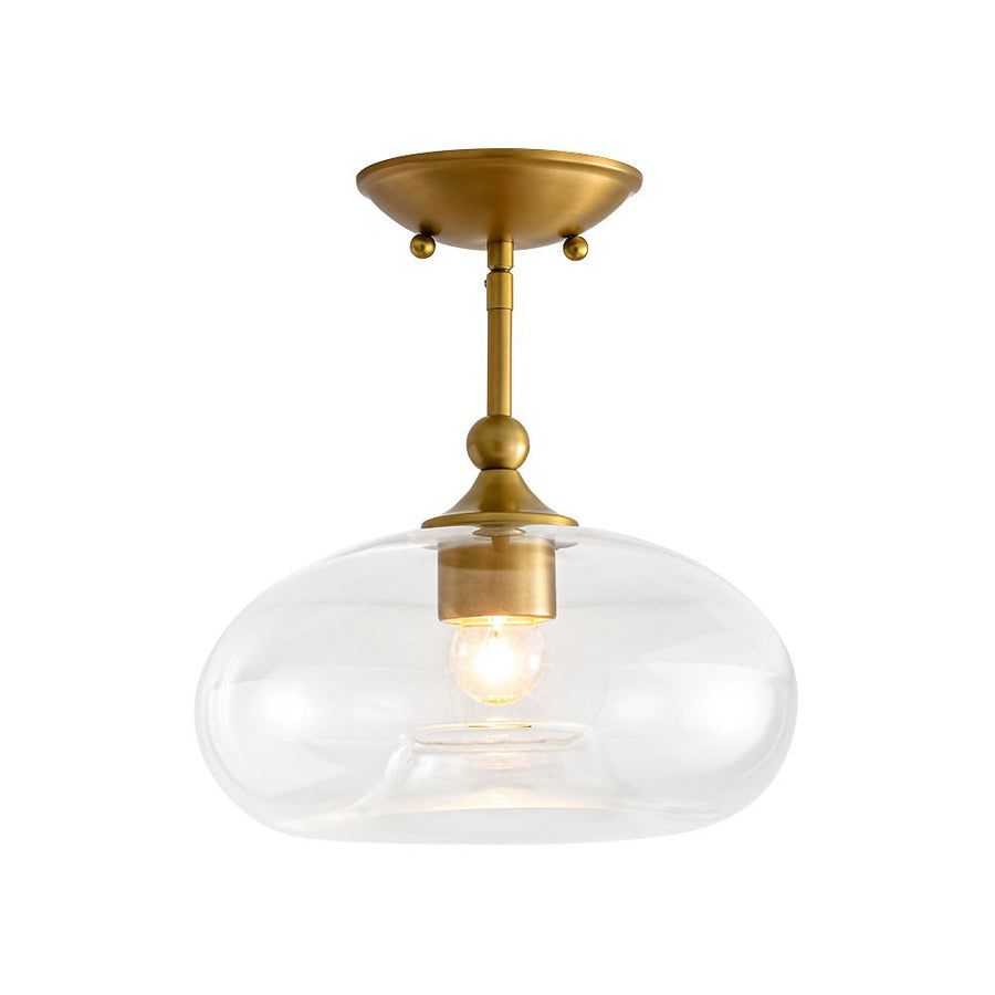 LightFixturesUSA - Modern 1 - Light Round Donut Glass Semi Flush Mount - Ceiling Light - Brass - 