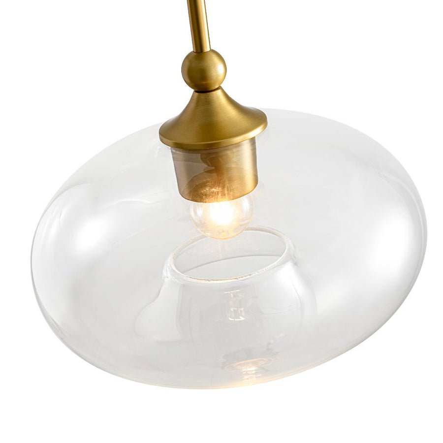 LightFixturesUSA - Modern 1 - Light Round Donut Glass Semi Flush Mount - Ceiling Light - Brass - 