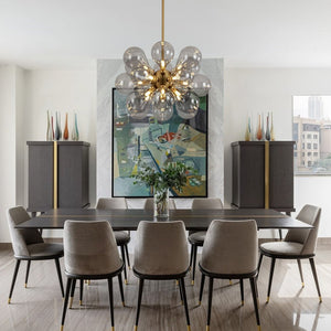 LightFixturesUSA - Modern 18 - Light Cluster Gray Glass Bubble Chandelier - Chandelier - Gray - 