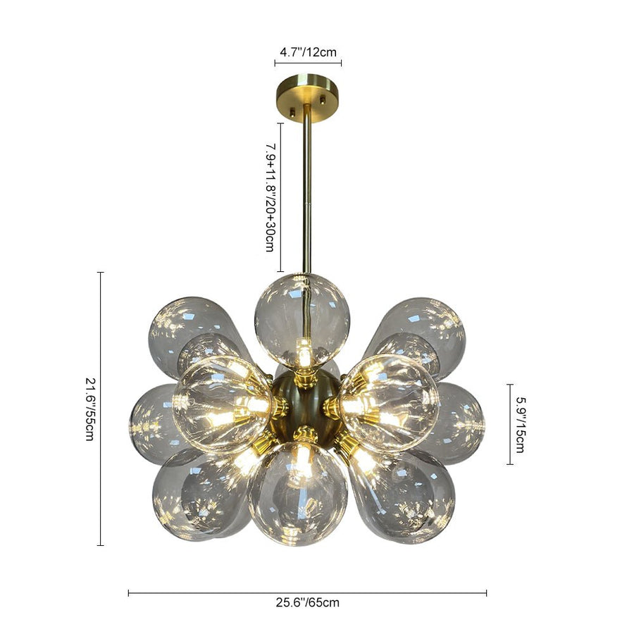 LightFixturesUSA - Modern 18 - Light Cluster Gray Glass Bubble Chandelier - Chandelier - Gray (Pre - Order) - 