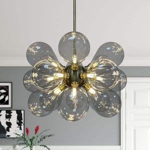 LightFixturesUSA - Modern 18 - Light Cluster Gray Glass Bubble Chandelier - Chandelier - Gray (Pre - Order) - 