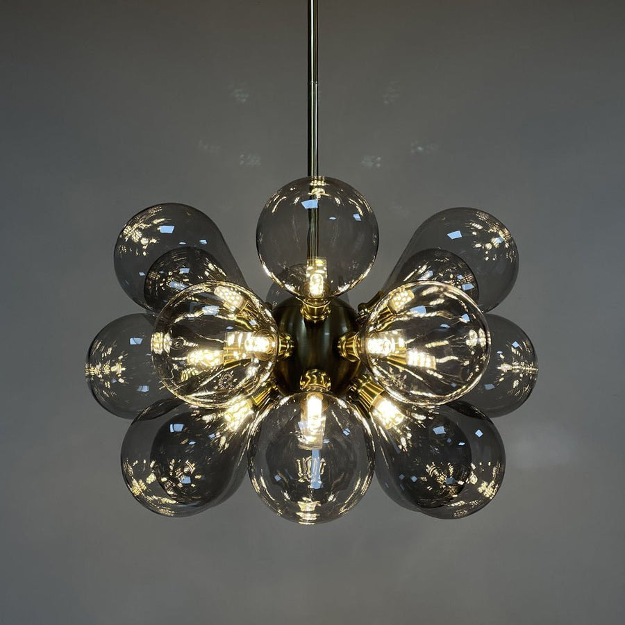 LightFixturesUSA - Modern 18 - Light Cluster Gray Glass Bubble Chandelier - Chandelier - Gray (Pre - Order) - 