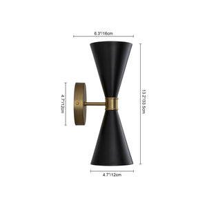 LightFixturesUSA-Modern 2-Light Black Brass Metal Hourglass Vanity Wall Sconce-Wall Sconce-2 Packs-
