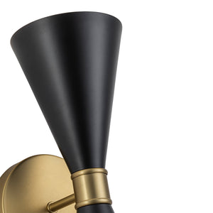 LightFixturesUSA-Modern 2-Light Black Brass Metal Hourglass Vanity Wall Sconce-Wall Sconce-2 Packs-