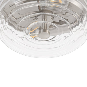 LightFixturesUSA - Modern 2 - Light Clear Glass Round Flush Mount Light - Ceiling Light - Nickel - 