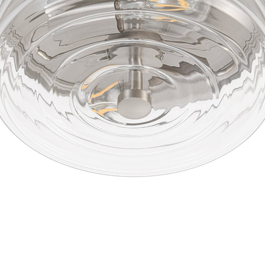 LightFixturesUSA - Modern 2 - Light Clear Glass Round Flush Mount Light - Ceiling Light - Nickel - 