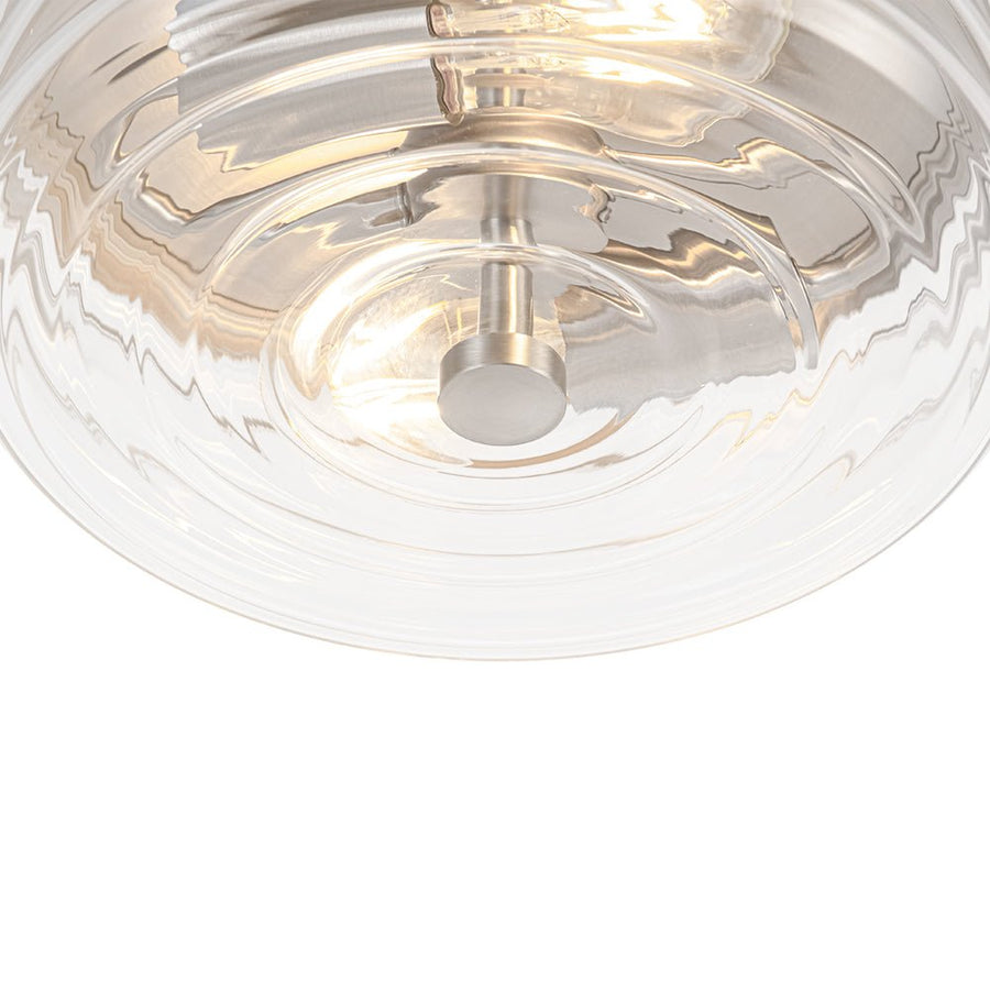 LightFixturesUSA - Modern 2 - Light Clear Glass Round Flush Mount Light - Ceiling Light - Nickel - 