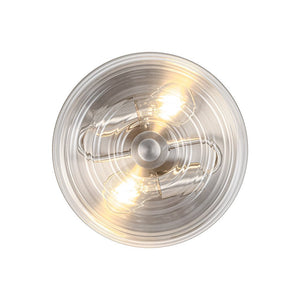 LightFixturesUSA - Modern 2 - Light Clear Glass Round Flush Mount Light - Ceiling Light - Nickel - 