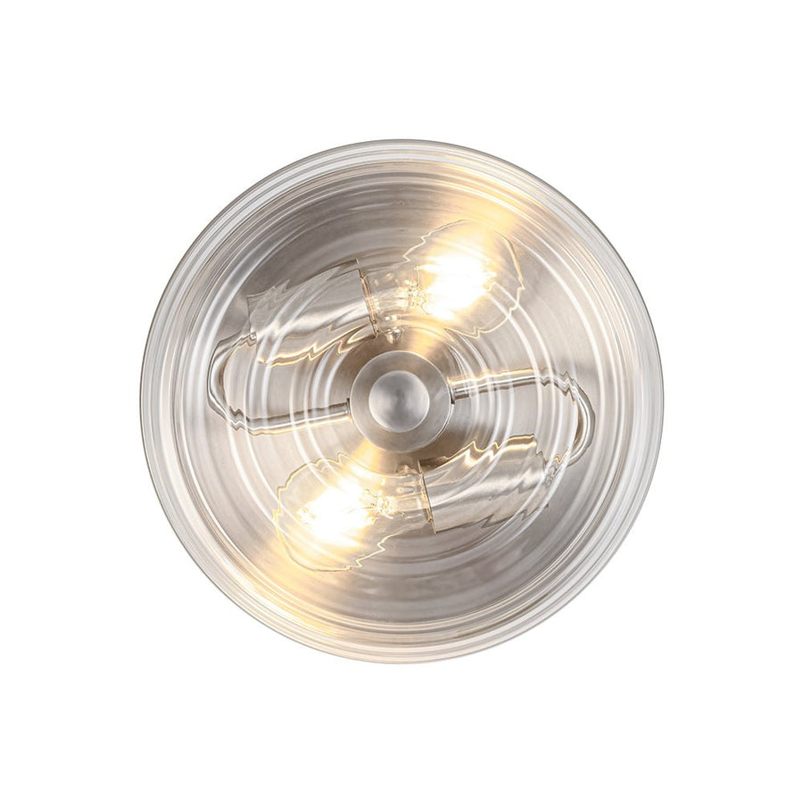 LightFixturesUSA - Modern 2 - Light Clear Glass Round Flush Mount Light - Ceiling Light - Nickel - 