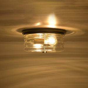LightFixturesUSA - Modern 2 - Light Clear Glass Round Flush Mount Light - Ceiling Light - Nickel - 