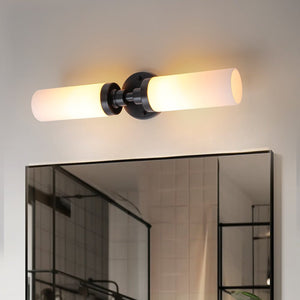 LightFixturesUSA - Modern 2 - Light Opal Glass Cylinder Vanity Wall Lamp - Wall Sconce - 1 Pack - 