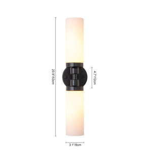 LightFixturesUSA - Modern 2 - Light Opal Glass Cylinder Vanity Wall Lamp - Wall Sconce - 2 Packs - 