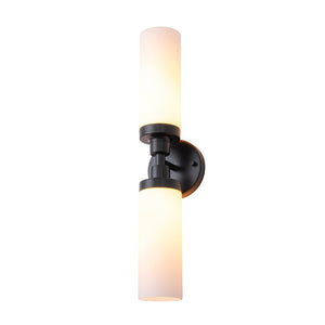 LightFixturesUSA - Modern 2 - Light Opal Glass Cylinder Vanity Wall Lamp - Wall Sconce - 2 Packs - 