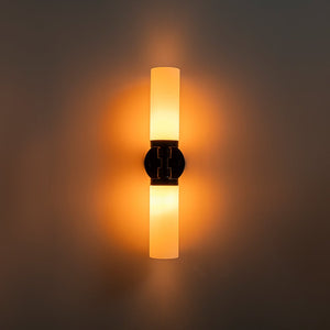 LightFixturesUSA - Modern 2 - Light Opal Glass Cylinder Vanity Wall Lamp - Wall Sconce - 2 Packs - 