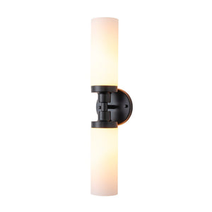 LightFixturesUSA - Modern 2 - Light Opal Glass Cylinder Vanity Wall Lamp - Wall Sconce - 2 Packs - 