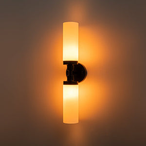 LightFixturesUSA - Modern 2 - Light Opal Glass Cylinder Vanity Wall Lamp - Wall Sconce - 2 Packs - 
