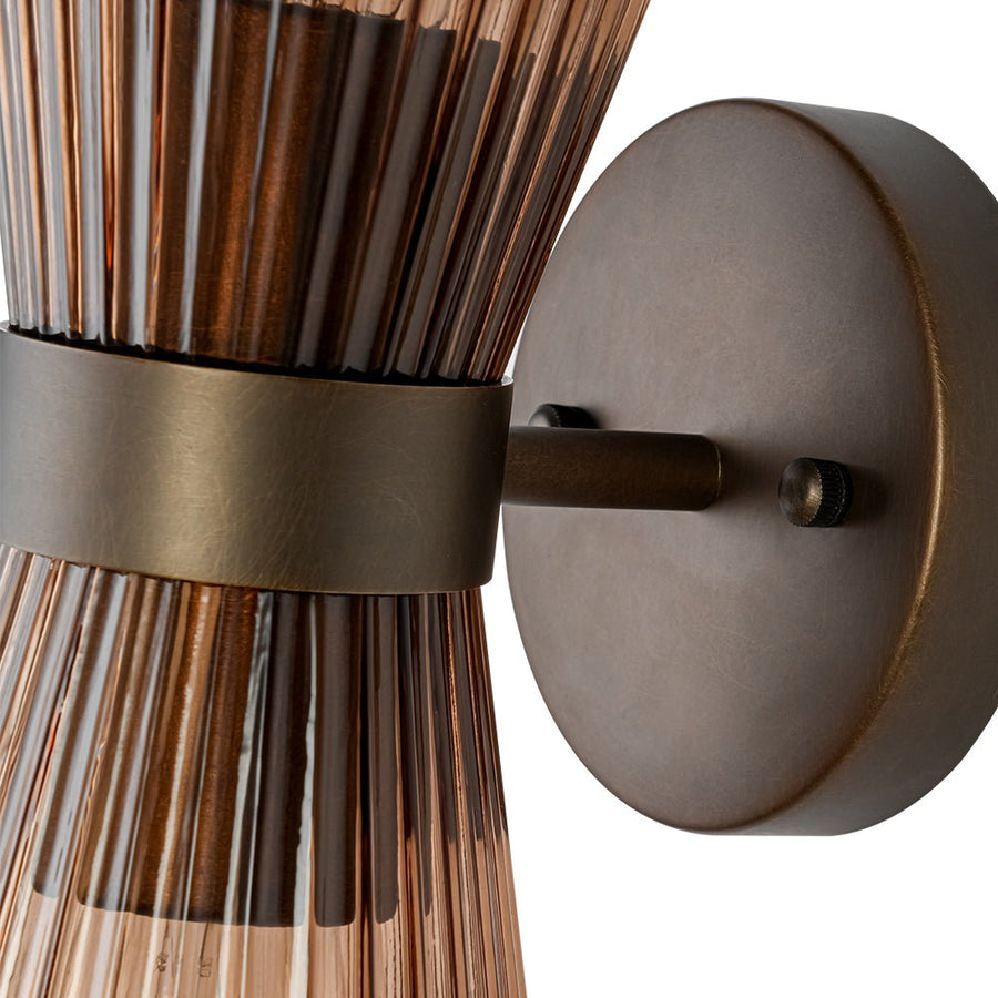 LightFixturesUSA - Modern 2 - Light Up Down Pleated Glass Cone Wall Sconce - Wall Sconce - Tan Glass - 