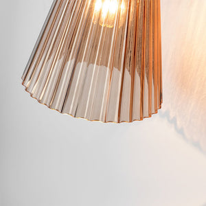 LightFixturesUSA - Modern 2 - Light Up Down Pleated Glass Cone Wall Sconce - Wall Sconce - Tan Glass - 