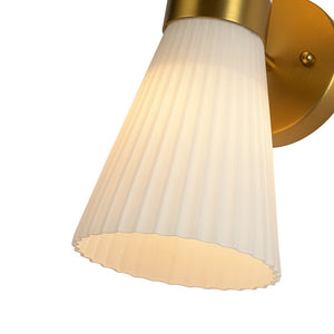 LightFixturesUSA - Modern 2 - Light Up Down Pleated Glass Cone Wall Sconce - Wall Sconce - White Glass - 