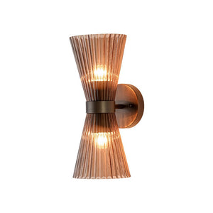 LightFixturesUSA - Modern 2 - Light Up Down Pleated Glass Cone Wall Sconce - Wall Sconce - White Glass - 