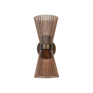 LightFixturesUSA - Modern 2 - Light Up Down Pleated Glass Cone Wall Sconce - Wall Sconce - White Glass - 