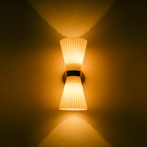 LightFixturesUSA - Modern 2 - Light Up Down Pleated Glass Cone Wall Sconce - Wall Sconce - White Glass - 