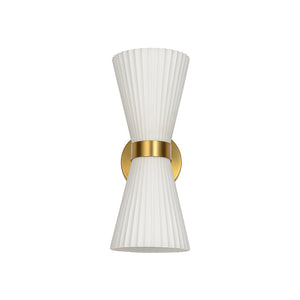 LightFixturesUSA - Modern 2 - Light Up Down Pleated Glass Cone Wall Sconce - Wall Sconce - White Glass - 