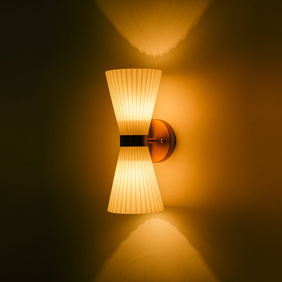 LightFixturesUSA - Modern 2 - Light Up Down Pleated Glass Cone Wall Sconce - Wall Sconce - White Glass - 