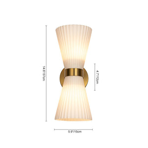 LightFixturesUSA - Modern 2 - Light Up Down Pleated Glass Cone Wall Sconce - Wall Sconce - White Glass - 