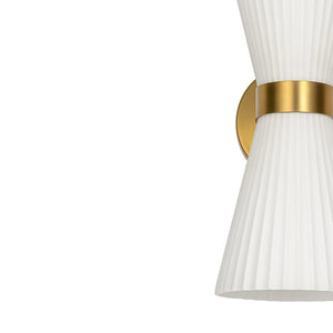 LightFixturesUSA - Modern 2 - Light Up Down Pleated Glass Cone Wall Sconce - Wall Sconce - White Glass - 