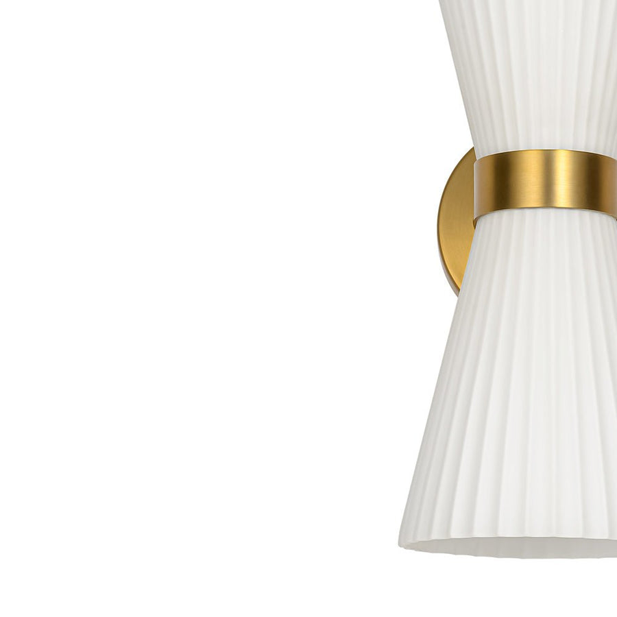 LightFixturesUSA - Modern 2 - Light Up Down Pleated Glass Cone Wall Sconce - Wall Sconce - White Glass - 