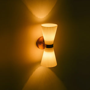 LightFixturesUSA - Modern 2 - Light Up Down Pleated Glass Cone Wall Sconce - Wall Sconce - White Glass - 