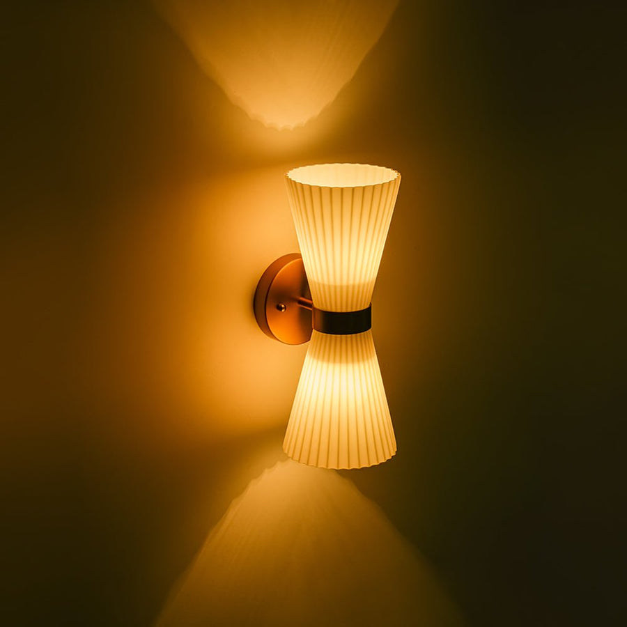 LightFixturesUSA - Modern 2 - Light Up Down Pleated Glass Cone Wall Sconce - Wall Sconce - White Glass - 