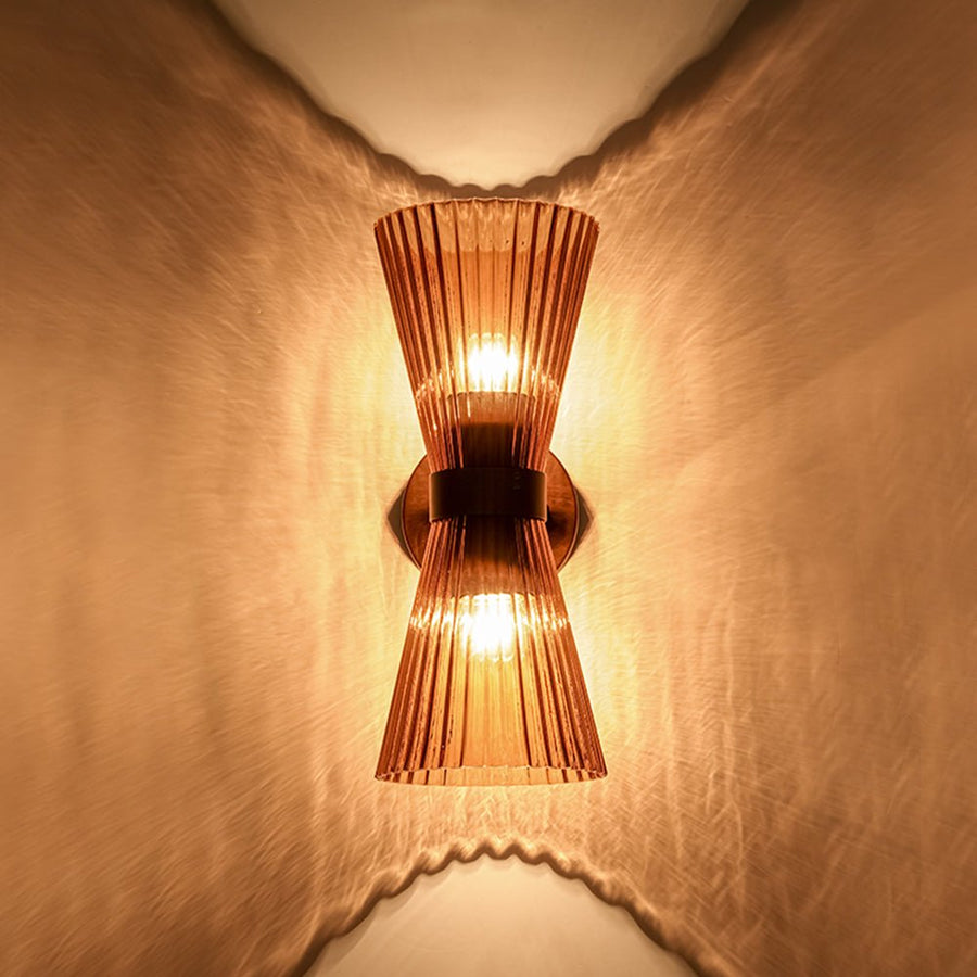 LightFixturesUSA - Modern 2 - Light Up Down Pleated Glass Cone Wall Sconce - Wall Sconce - White Glass - 