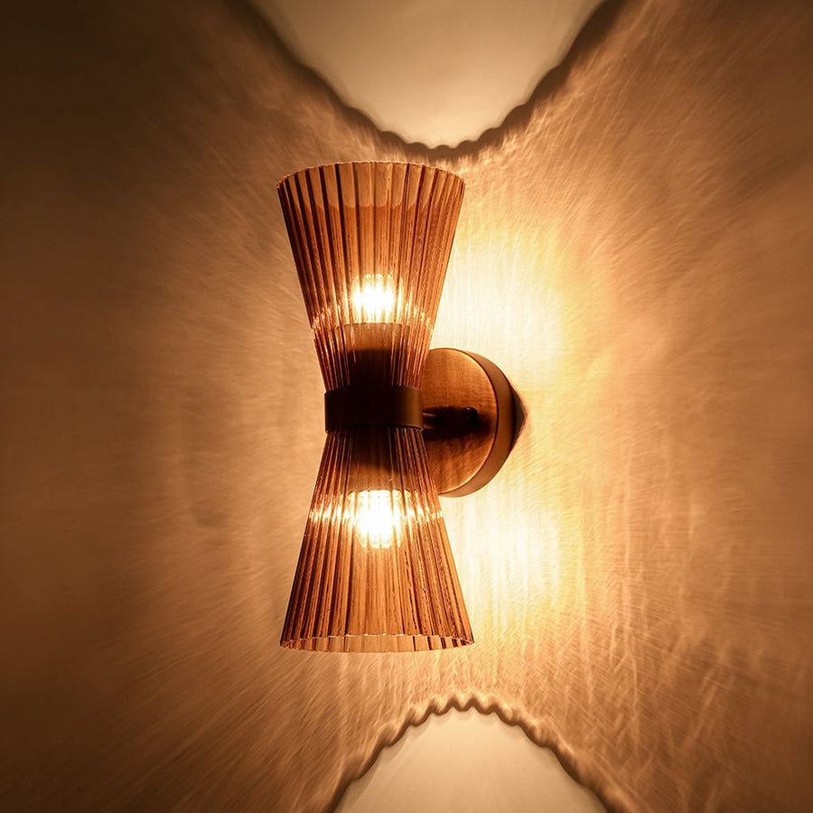LightFixturesUSA - Modern 2 - Light Up Down Pleated Glass Cone Wall Sconce - Wall Sconce - White Glass - 