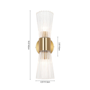 LightFixturesUSA - Modern 2 - Light Up Down Ribbed Glass Hourglass Wall Lamp - Wall Sconce - Ribbed Glass - 