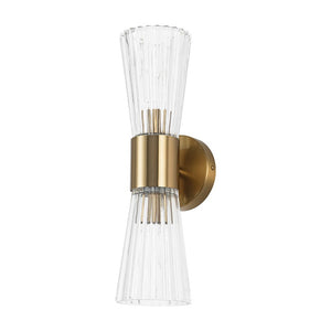 LightFixturesUSA - Modern 2 - Light Up Down Ribbed Glass Hourglass Wall Lamp - Wall Sconce - Ribbed Glass - 