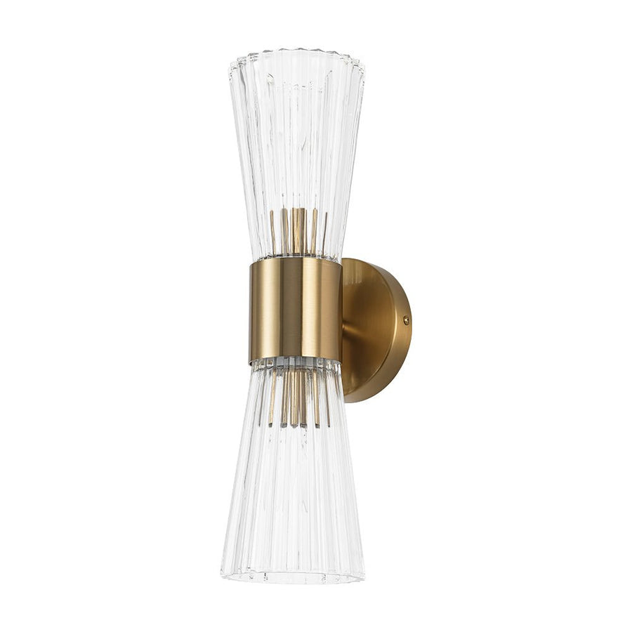 LightFixturesUSA - Modern 2 - Light Up Down Ribbed Glass Hourglass Wall Lamp - Wall Sconce - Ribbed Glass - 