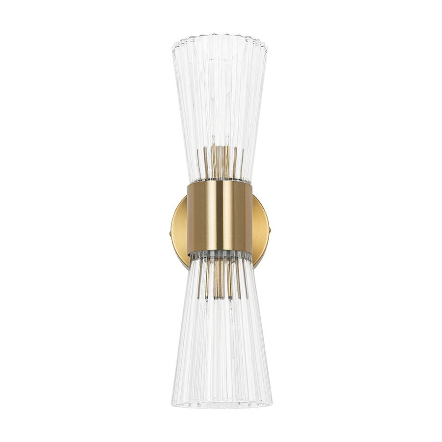 LightFixturesUSA - Modern 2 - Light Up Down Ribbed Glass Hourglass Wall Lamp - Wall Sconce - Ribbed Glass - 
