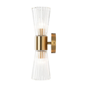 LightFixturesUSA - Modern 2 - Light Up Down Ribbed Glass Hourglass Wall Lamp - Wall Sconce - Ribbed Glass - 