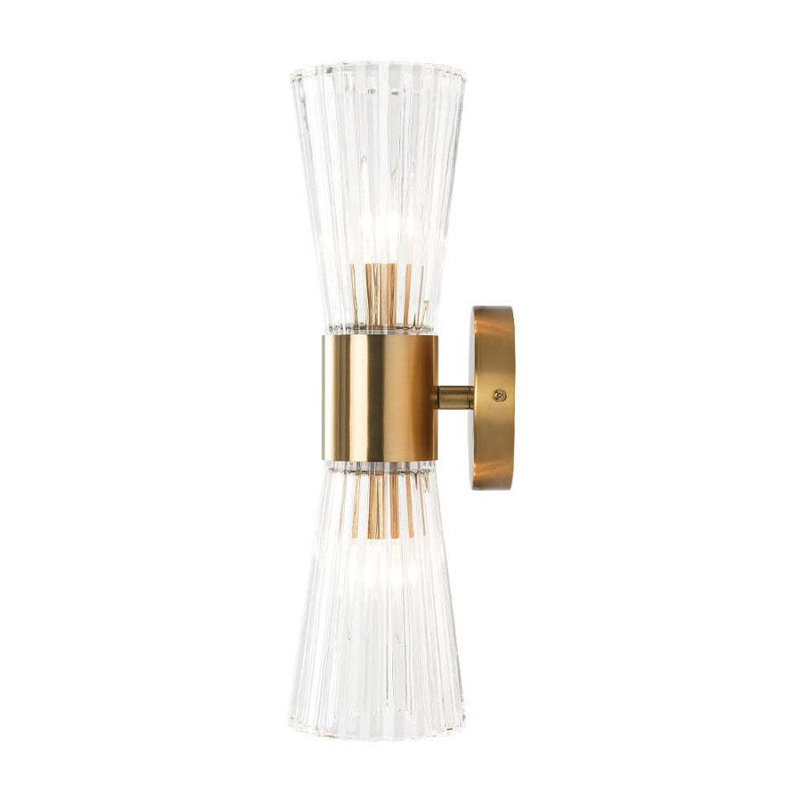 LightFixturesUSA - Modern 2 - Light Up Down Ribbed Glass Hourglass Wall Lamp - Wall Sconce - Ribbed Glass - 