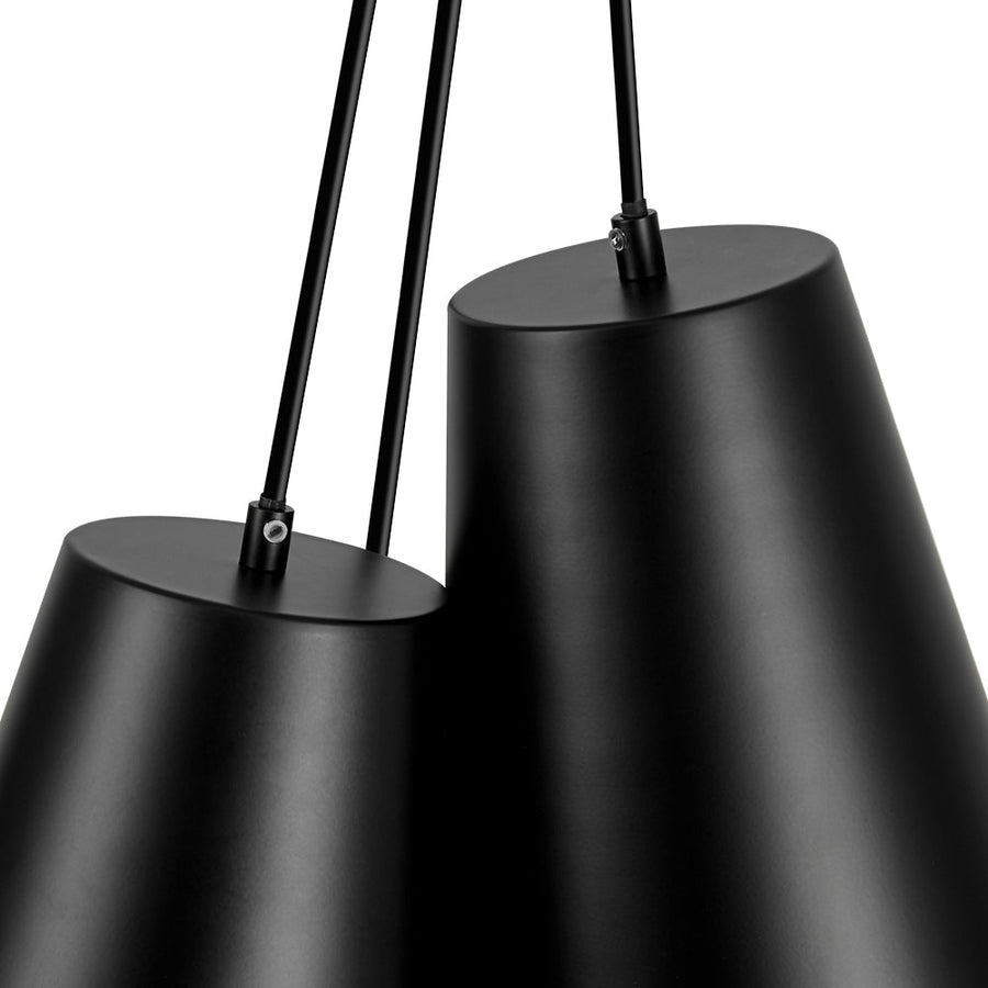 LightFixturesUSA - Modern 3 - Light Cluster Metal Conical Shade Chandelier - Chandelier - Black - 