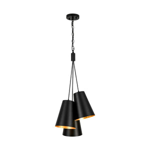 LightFixturesUSA - Modern 3 - Light Cluster Metal Conical Shade Chandelier - Chandelier - Black - 