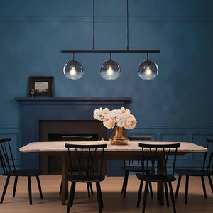 LightFixturesUSA - Modern 3 - Light Gradual Smoked Glass Globe Island Chandelier - Chandelier - Black - 