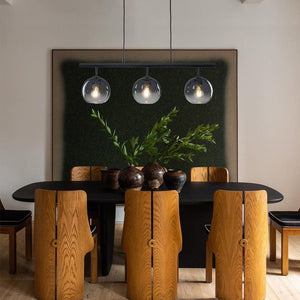 LightFixturesUSA - Modern 3 - Light Gradual Smoked Glass Globe Island Chandelier - Chandelier - Black - 