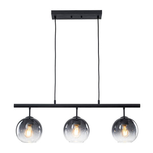 LightFixturesUSA - Modern 3 - Light Gradual Smoked Glass Globe Island Chandelier - Chandelier - Black - 