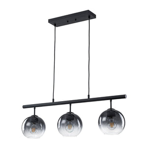LightFixturesUSA - Modern 3 - Light Gradual Smoked Glass Globe Island Chandelier - Chandelier - Black - 