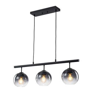 LightFixturesUSA - Modern 3 - Light Gradual Smoked Glass Globe Island Chandelier - Chandelier - Black - 